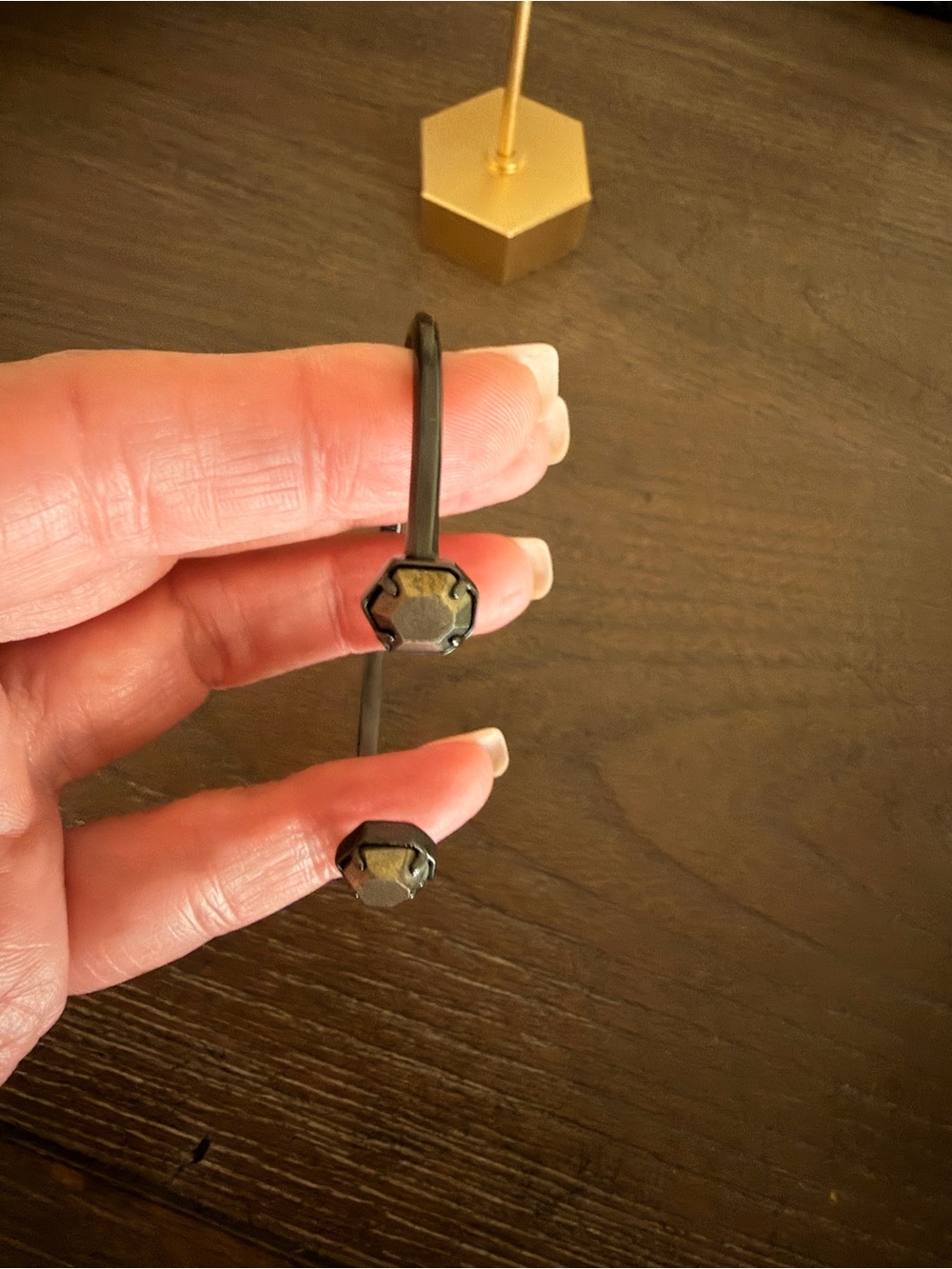 Kendra Scott Black and Gold Open Cuff Bracelet
